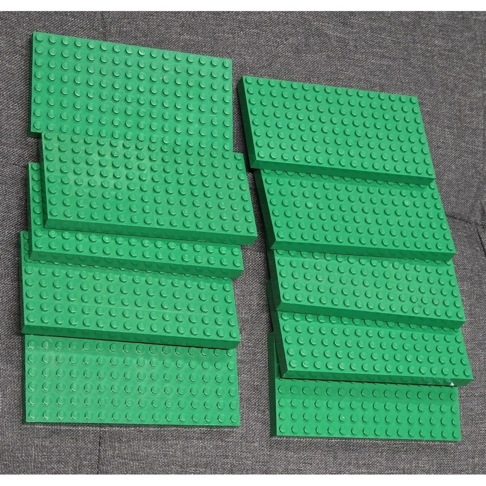 Vintage Lego 8x16 Bricks Base Plates 2.5"x5" Green Thick Bottom Tubes 10 pc Lot